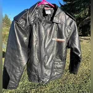Harley-Davidson Womens Faux Leather Embroidered Motorcycle Jacket Black Sz 8/10